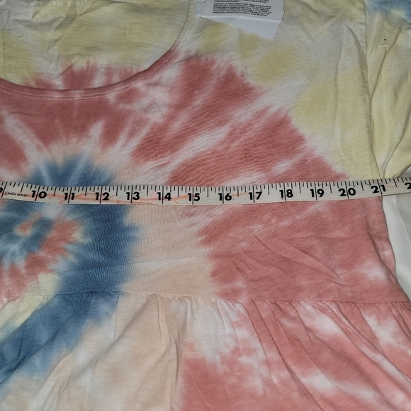 American Eagle Tie Dye Swirl Ruffle Babydoll Hi-Lo Tee T-Shirt Medium - Picture 8 of 10